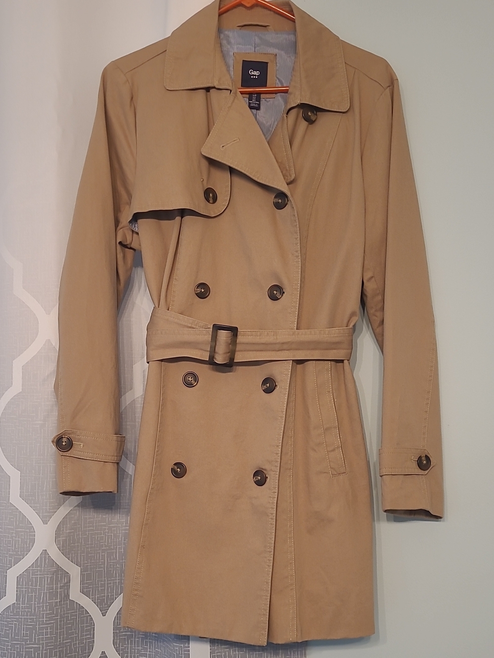GAP Double-Breasted Tan Trench Coat with Belt